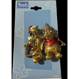 NEW! Vintage Disney Winnie the Pooh and Tigger goldtone Christmas pin
